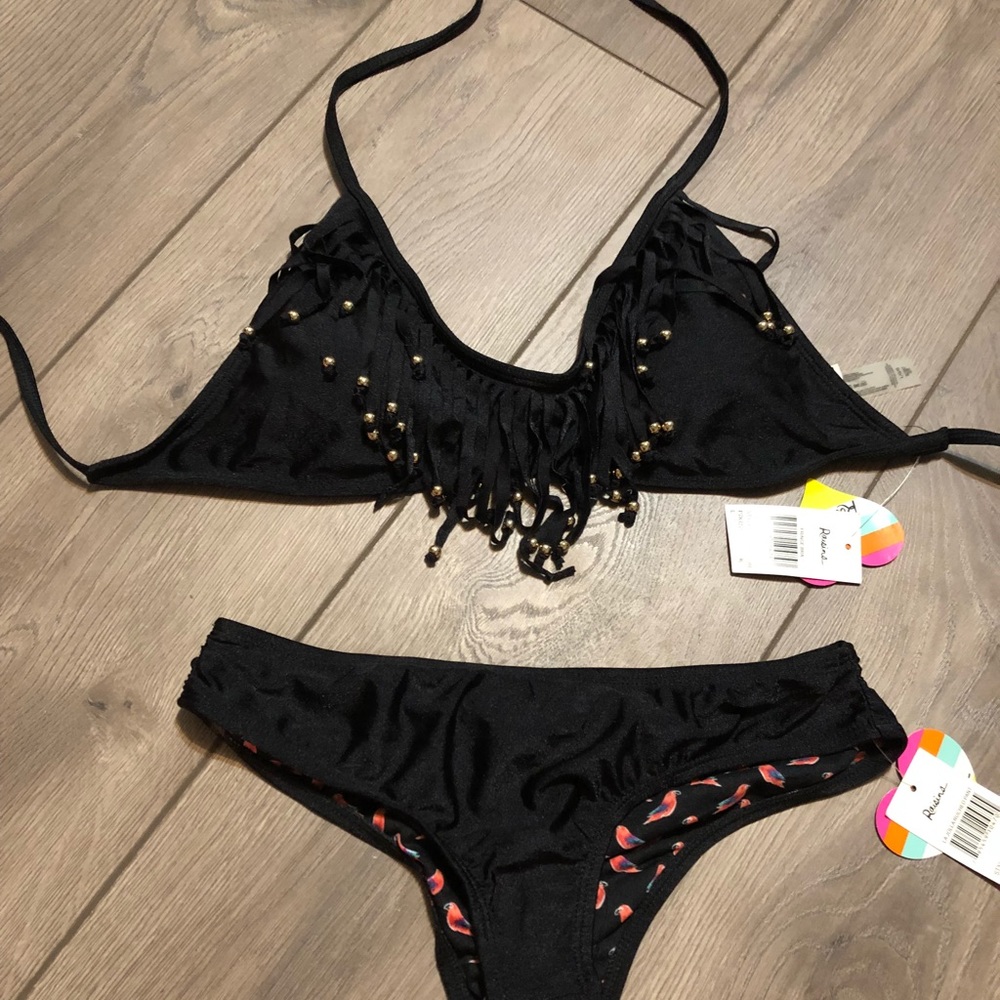 Black Fringe Bikini Set